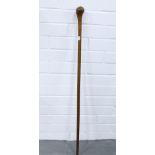 Walking cane with pommel handle, 92cm long
