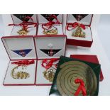 Georg Jensen Christmas Tree Decorations, boxed, to include 1995 sleigh, 1996 Three Wise Men, 1997