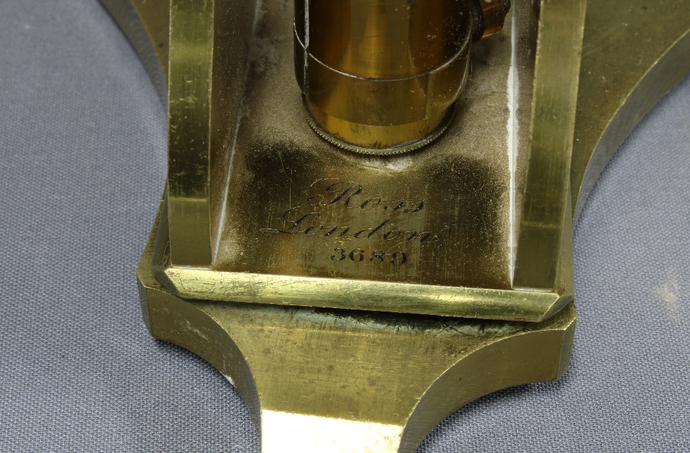 19th century lacquered brass microscope with a Wenham's Binocular by Ross, London, together with - Image 3 of 5