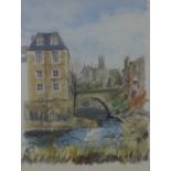Water of Leith at Stockbridge, watercolour, unsigned, framed under glass, 40 x 52cm