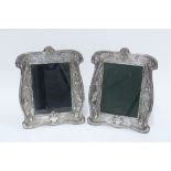 Pair of silver Art Nouveau style photograph frames, with stylised tendrils and birds, Birmingham