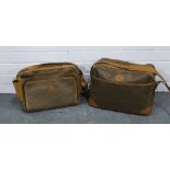 Two vintage Gucci monogrammed weekend travel bags, monogrammed throughout with tan leather