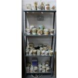 A large collection of royal commemorative mugs, (over four shelves)