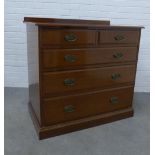 Mahogany ledgeback chest with two short and three graduating long drawers, John Taylor & Sons, 96