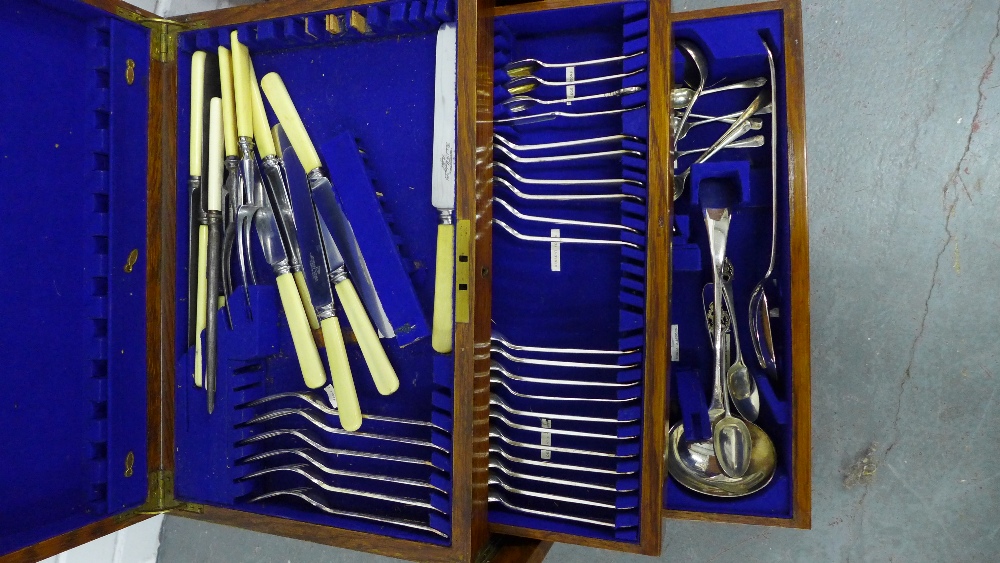 Early 20th century oak canteen, three drawers containing a part suite of Epns flatware together with - Image 2 of 4