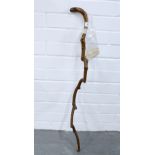 Harry Lauder interest, a corkscrew hazel walking stick, circa 1932 with an inventory number from the