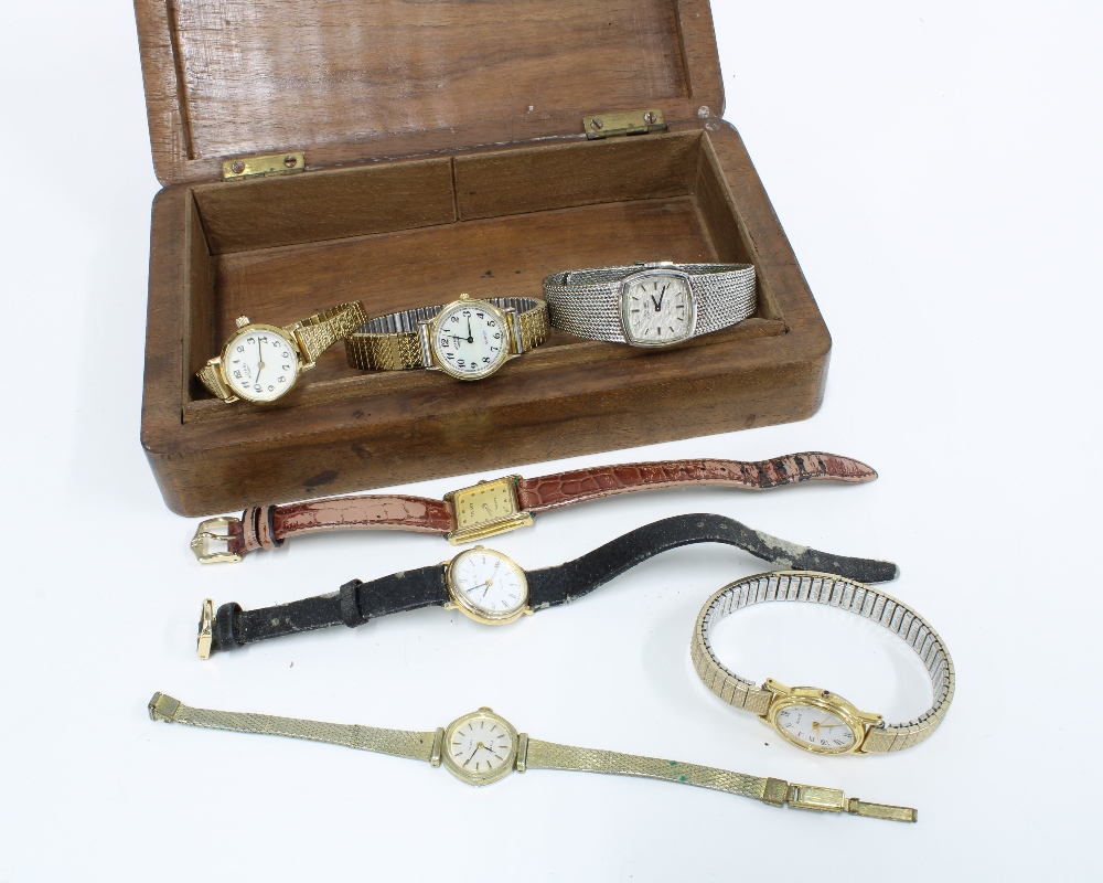 Seven ladies wristwatches, to include Rotary, Montine and Tissot, etc, together with a hardwood