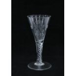 ERII 1953 etched glass goblet with spiral twist stem 19cm.