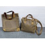 Two vintage Gucci canvas shopper handbags, with GG monogram throughout, (smallest 32 x 35cm) (both