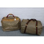 Vintage Gucci canvas and leather weekend travel bag (worn exterior) with red and green braid