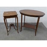 Edwardian mahogany occasional table with oval top and undertier, 72 x 75 x 51cm, together with