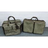 Vintage Gucci leather and canvas luggage to include a medium soft body suitcase with two front