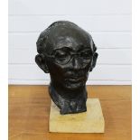 Edward Eade bronze bust of Clifford Curzon, unsigned, on a wooden base