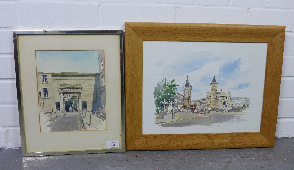 Bell, 'Stockbridge Market' watercolour, signed and dated '85, framed under glass, 19 x 24cm together