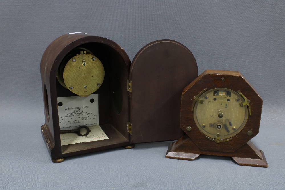 Early 20th century Brook & Sons mantle clock, mahogany case with silvered dial and Roman numerals, - Image 2 of 3