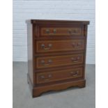 Reproduction Bachelor's style chest with fold over top with inset skiver, over four long drawers, 78