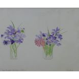 Paul Gell, (1918 - 1996) 'Iris & Anemones', watercolour, signed and framed under glass, 68 x 53cm