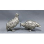 Pair of silver plated partridge, 19cm long (2)