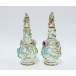 A pair of Coalbrookdale type floral encrusted vases and covers (2) (a/f) 28cm.