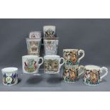 Three Dame Laura Knight Kind George mugs, two Victorian Jubilee enamel beakers for 1837 and 1897 and
