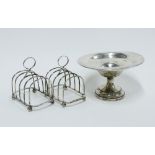 A pair of Victorian silver toast racks, Hamilton & Inches, Edinburgh 1892 together with a small