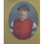 Late 19th / early 20th century lithographic print of a Jockey, framed under glass, 44 x 53cm