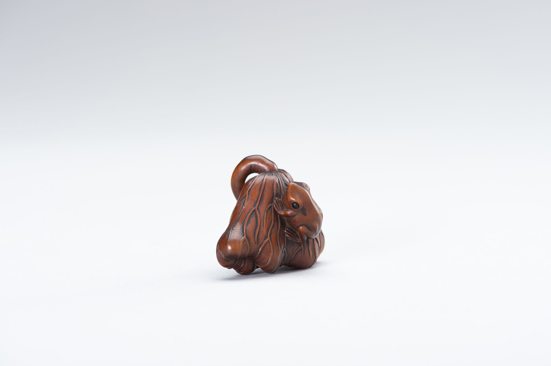 A WOOD NETSUKE OF A FROG AND LOTUS - Bild 11 aus 13