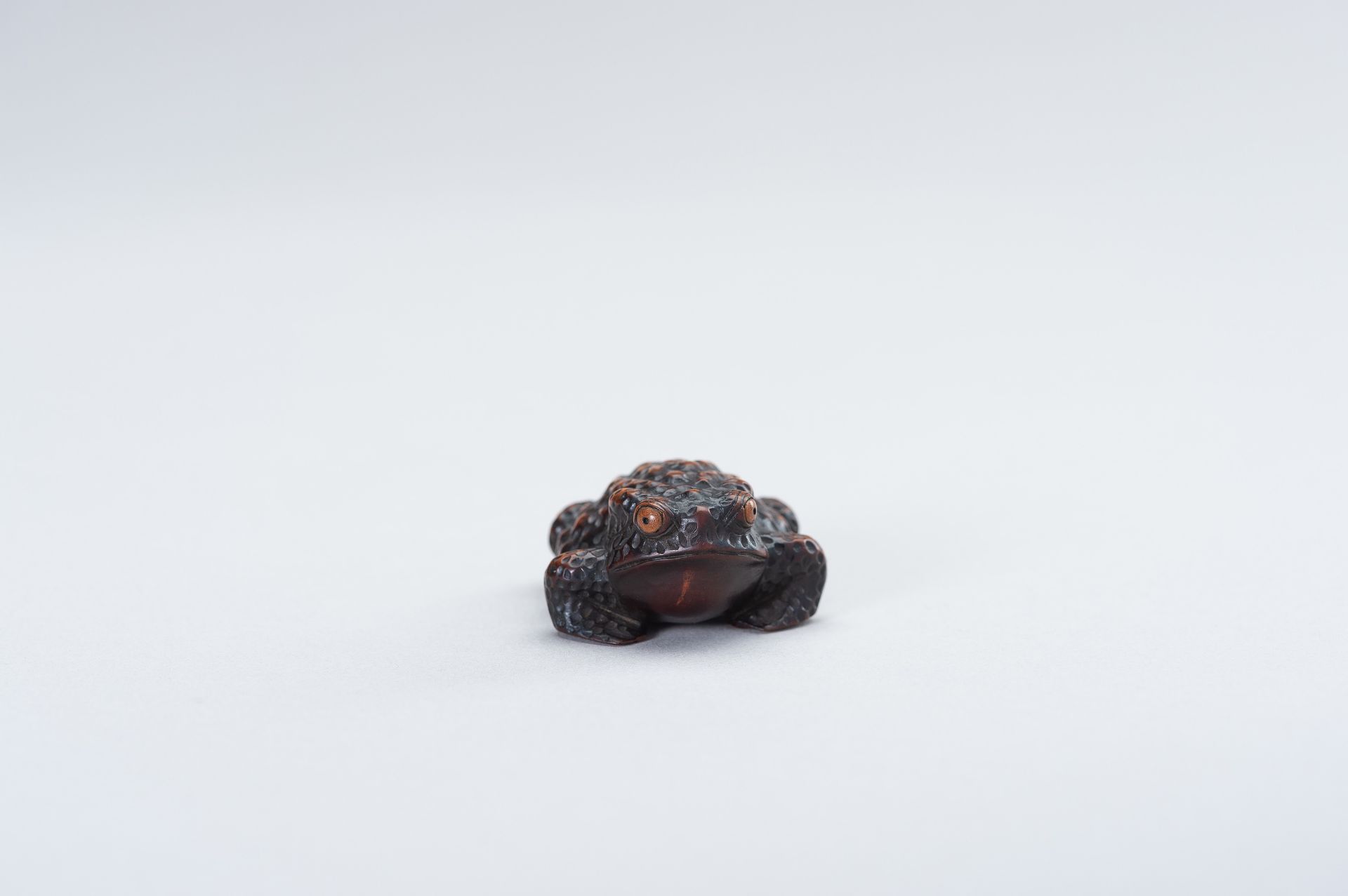 SHIGETADA: A WOOD NETSUKE OF A TOAD - Image 12 of 14