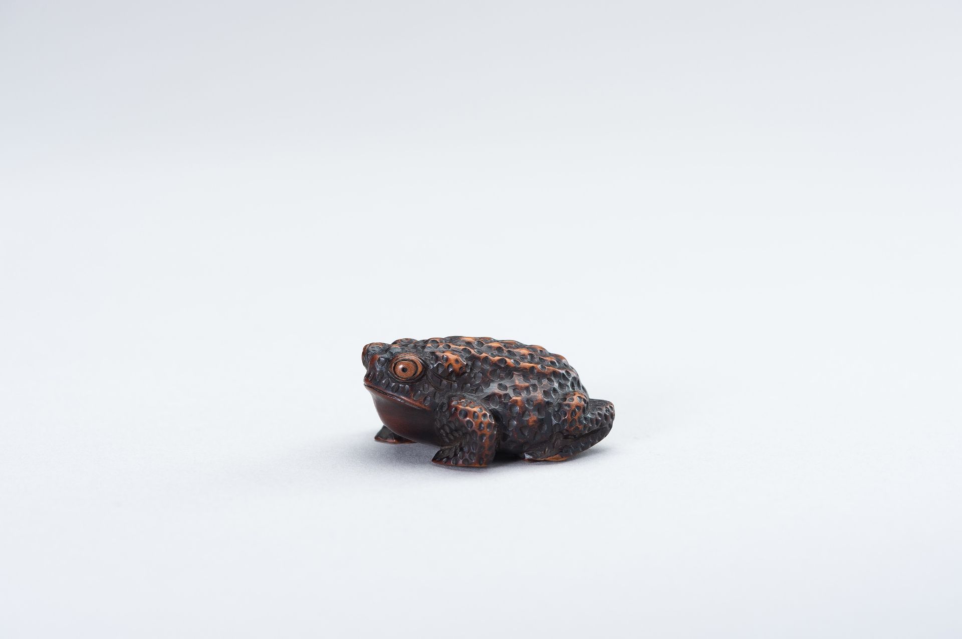 SHIGETADA: A WOOD NETSUKE OF A TOAD - Bild 2 aus 14