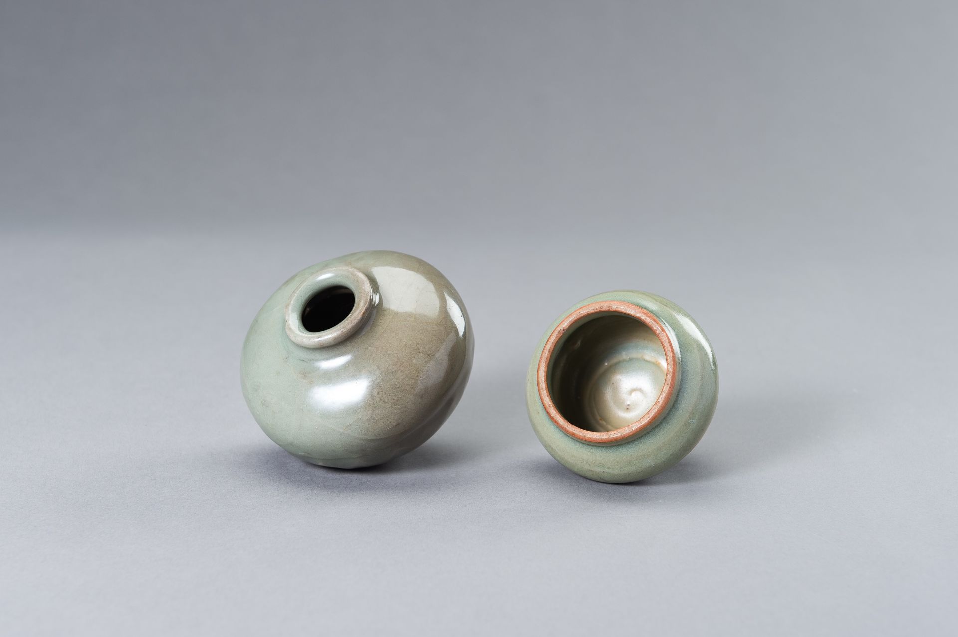 TWO SMALL CELADON GLAZED JARS - Image 6 of 9