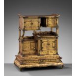 A SUPERB AND RARE SMALL GOLD-LACQUER SHODANA (DISPLAY CABINET) WITH STAND