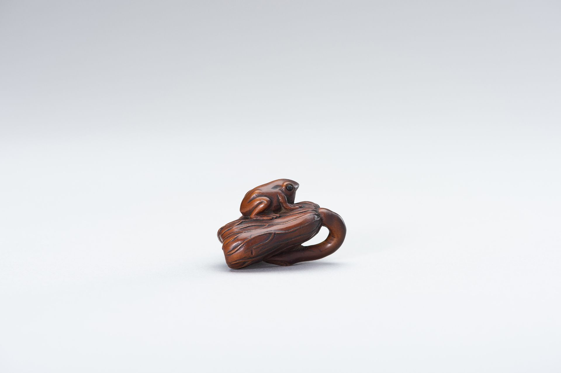 A WOOD NETSUKE OF A FROG AND LOTUS - Bild 13 aus 13