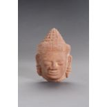 A KHMER SANDSTONE HEAD OF BUDDHA