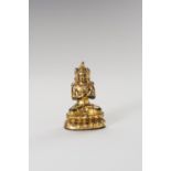 A LACQUER GILT BRONZE FIGURE OF VAJRADHARA