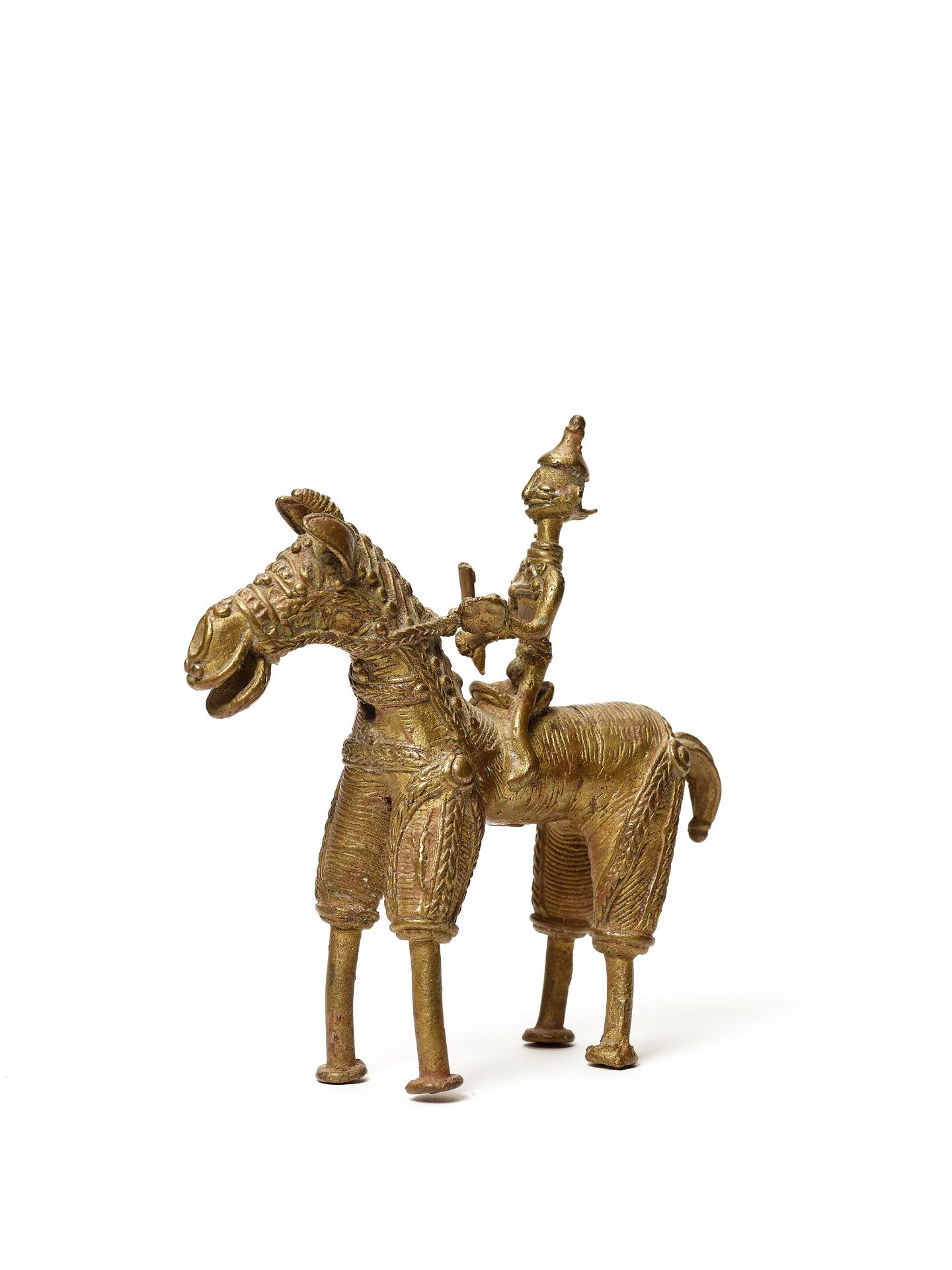 A BASTAR BRONZE WARRIOR WITH A SCEPTRE ON A HORSEBACK - Bild 2 aus 4