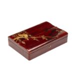 A JAPANESE LACQUER BOX FILLED WITH A 'TREASURE' OF OLD CHINESE MONEY