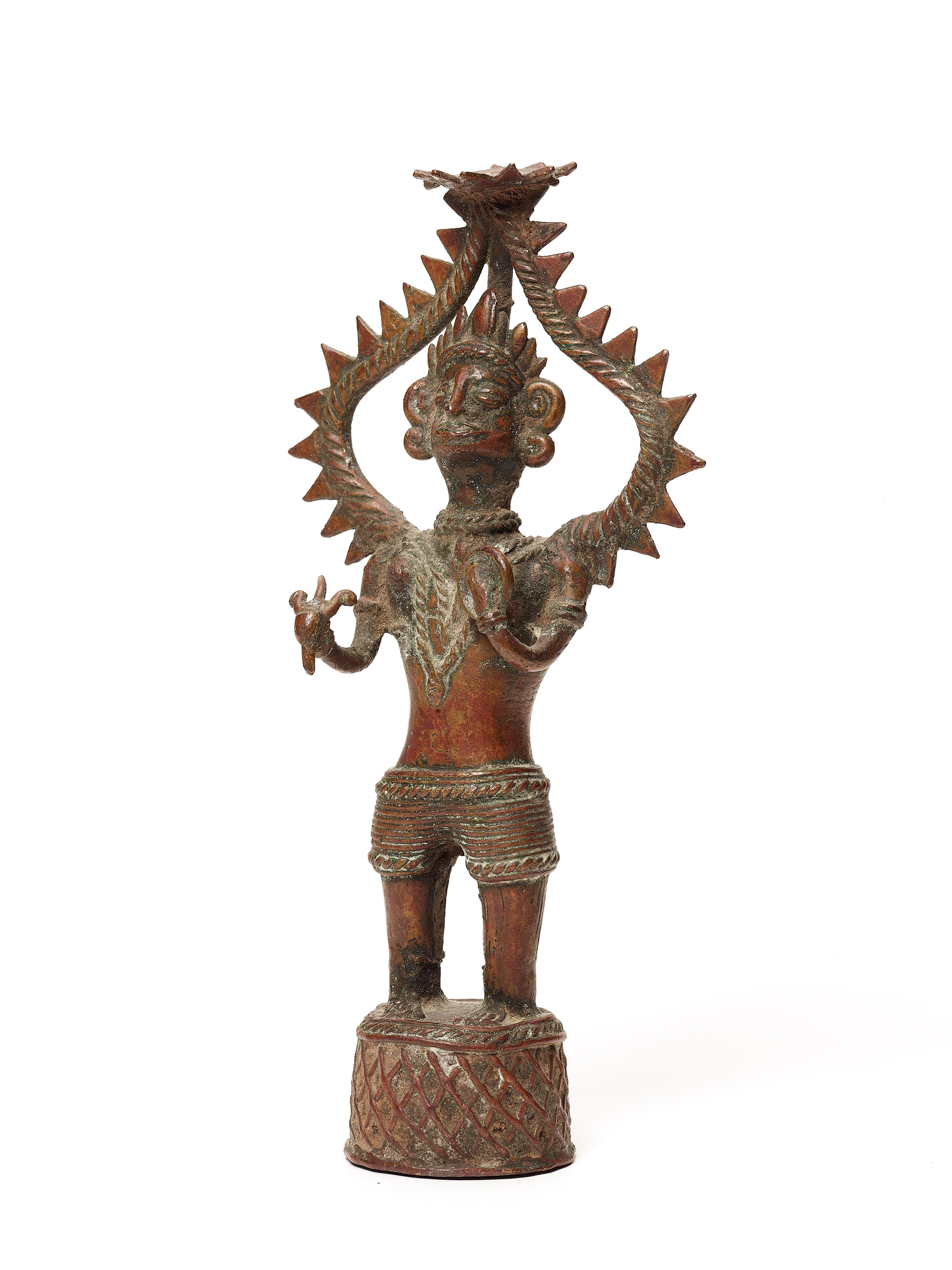 A BASTAR BRONZE OF A GODDESS WITH TRIDENT AND PLAQUE - Image 2 of 4