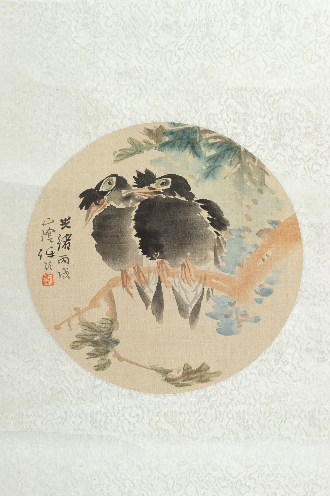 A SCROLL PAINTING OF CROWS, AFTER REN BONIAN