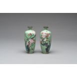 A PAIR OF CLOISONNE ENAMEL VASES