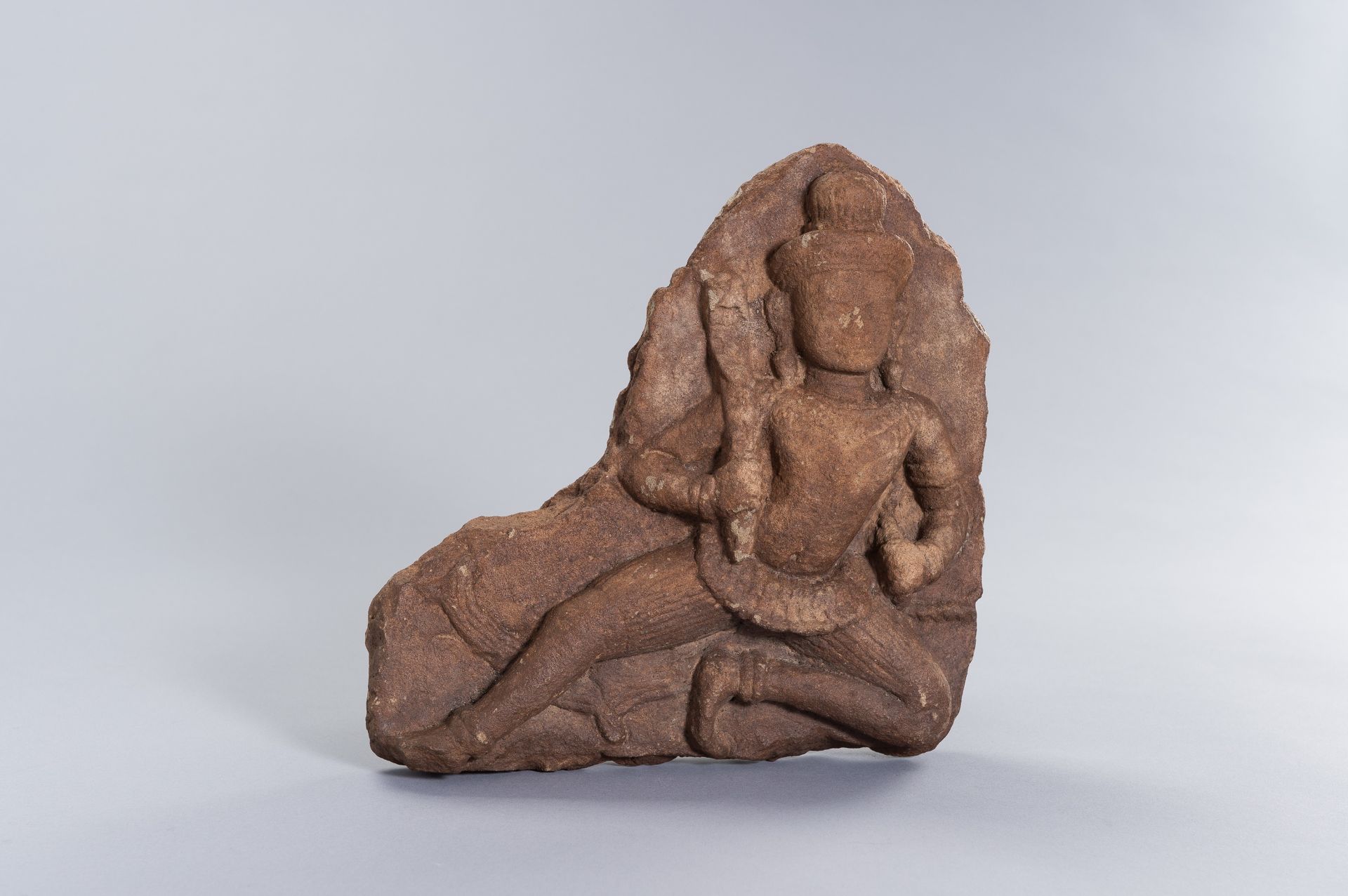 A KHMER SANDSTONE RELIEF OF A DEITY - Image 3 of 7