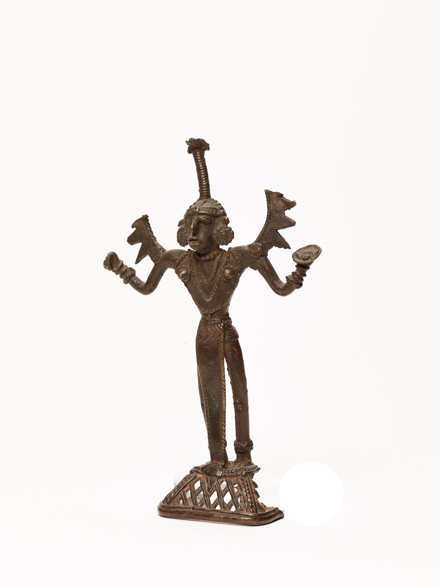 A BASTAR BRONZE GODDESS WITH KHAPPAR - Image 2 of 5