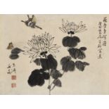 BUTTERFLIES AND CHRYSANTHEMUM', BY WANG XUETAO (1903-1982), DATED 1963