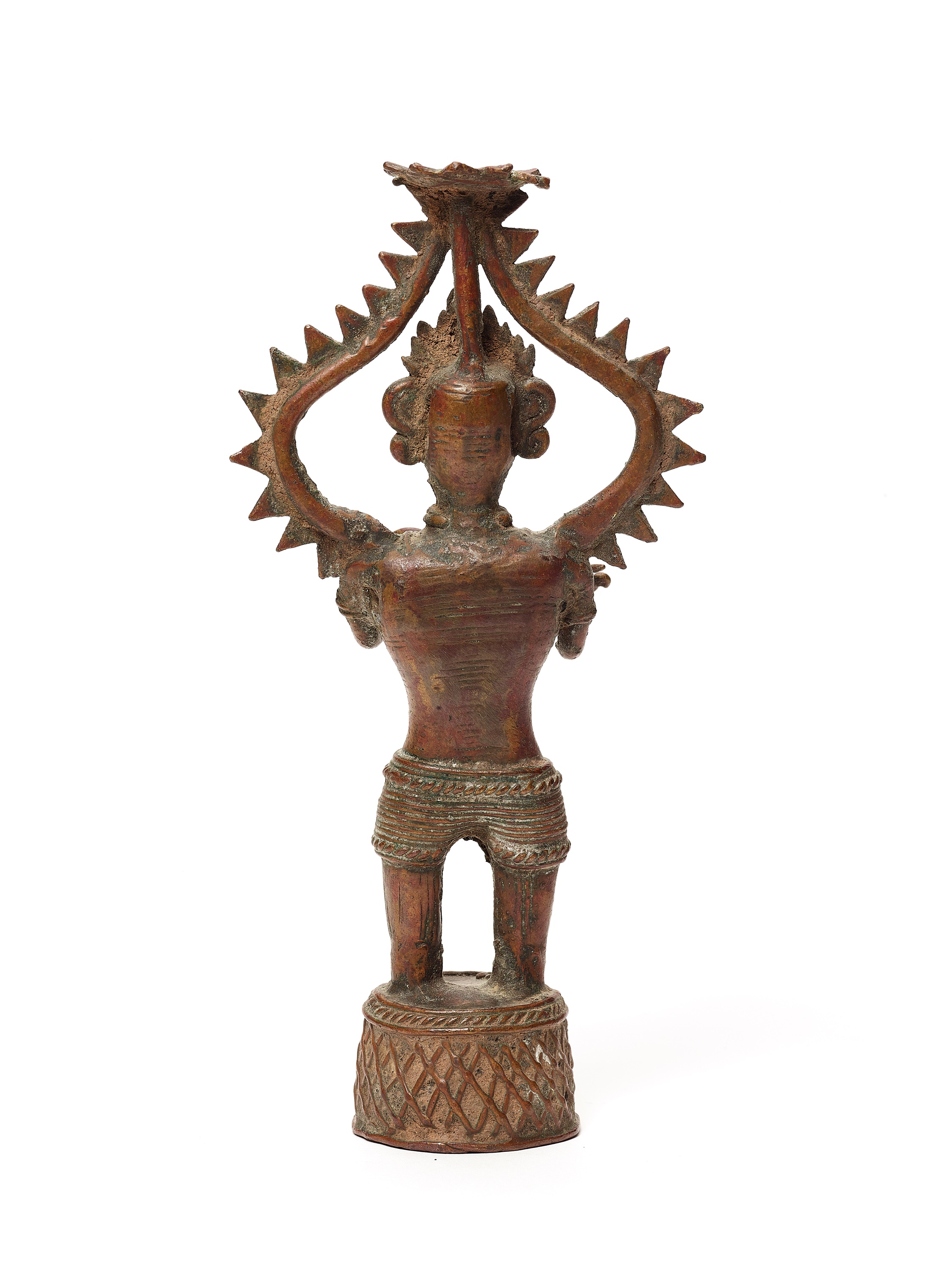 A BASTAR BRONZE OF A GODDESS WITH TRIDENT AND PLAQUE - Image 4 of 4