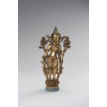 A GILT BRONZE FIGURE OF PADMAPANI