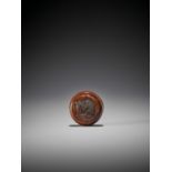 A WOOD MANJU NETSUKE WITH A RAT