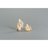 A GROUP OF TWO FINE IVORY NETSUKE OF JUROJIN