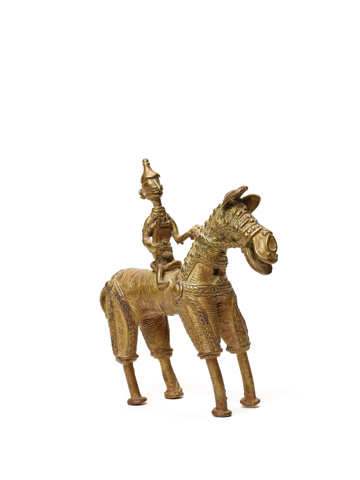 A BASTAR BRONZE WARRIOR WITH A SCEPTRE ON A HORSEBACK - Bild 4 aus 4