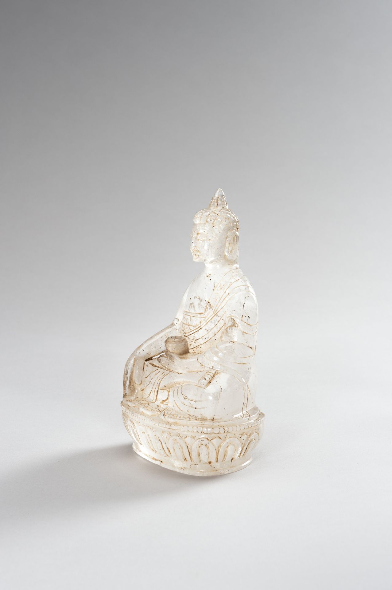 A ROCK CRYSTAL FIGURE OF BUDDHA SHAKYAMUNI - Image 2 of 10