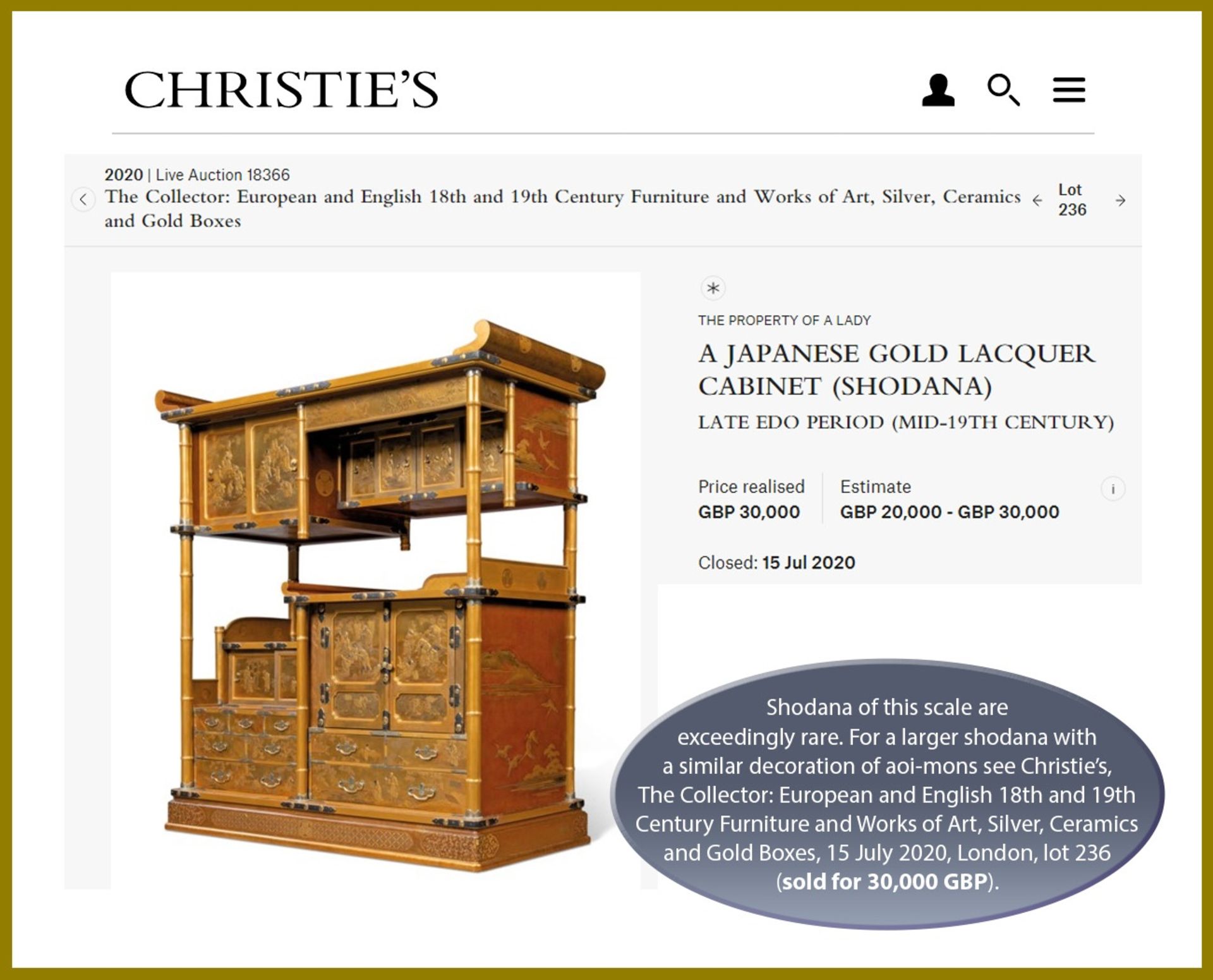 A SUPERB AND RARE SMALL GOLD-LACQUER SHODANA (DISPLAY CABINET) WITH STAND - Image 18 of 18