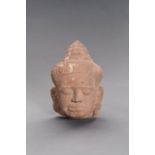 A KHMER SANDSTONE HEAD OF BUDDHA